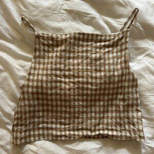 Reformation Kerri Linen Top Dunes Check + Mila Linen Short Size S